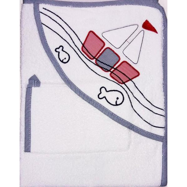 BabyDo Рушник з рукавичкою 75х75 см 544 BD (кораблик, з кантом) (8680761010139)