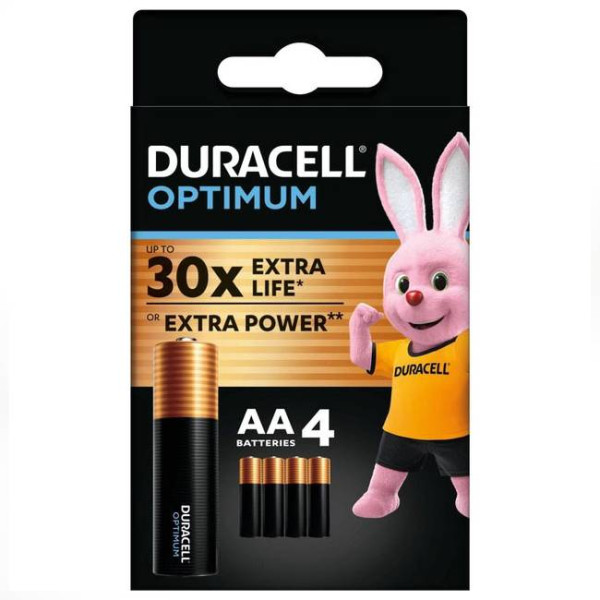 Duracell Лужні батарейки Optimum AA 1.5В LR6 4 шт (5000394158696)