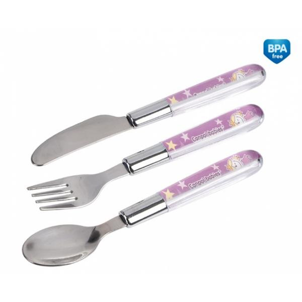 Canpol Набір вилка+ложка+ніж Нержавіюча сталь - 9/477 (кольори в асорт)