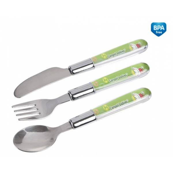 Canpol Набір вилка+ложка+ніж Нержавіюча сталь - 9/477 (кольори в асорт)