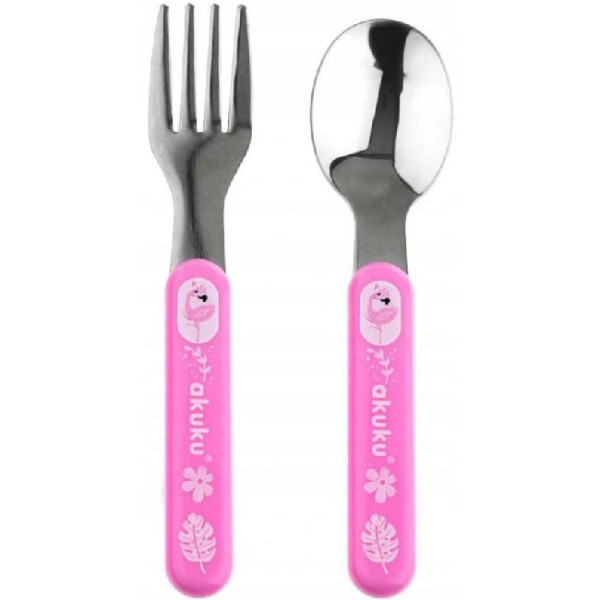 Akuku Набір ложка і виделка з нержавіючої сталі Рожевий (А0101) (5907644001019)