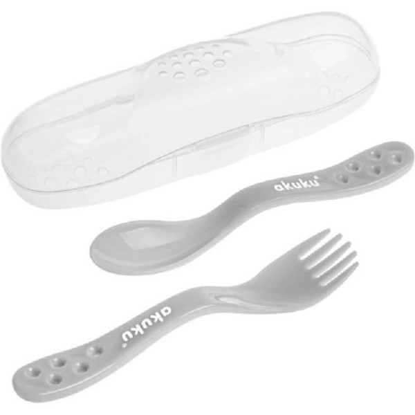 Akuku Набір ложка і виделка у чохлі Сірий (А0073) (5907644000739)