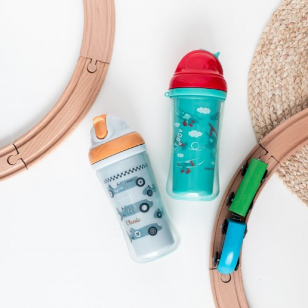 Canpol Бідончик подвійна стінка із силіконовою трубочкою Літаки 260 мл (74/052)