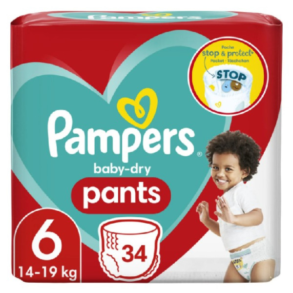 Pampers Підгузики - трусики 6 Maxi (14-19кг) Giant 34шт (8006540406793)