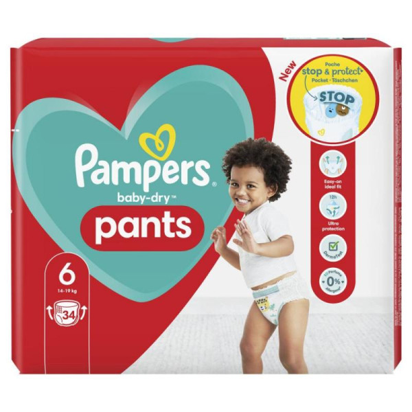 Pampers Підгузики - трусики 6 Maxi (14-19кг) Giant 34шт (8006540406793)
