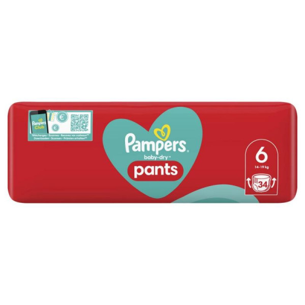 Pampers Підгузики - трусики 6 Maxi (14-19кг) Giant 34шт (8006540406793)
