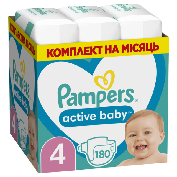 Pampers Подгузники Active Baby Размер 4 (Maxi) 9-14 кг 60 шт (8006540032725) картонная упаковка