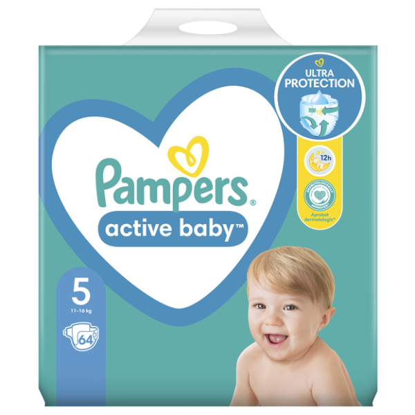 Pampers Подгузники Active Baby Размер 5 (Junior) 11-16 кг 64 шт (8001090949974)