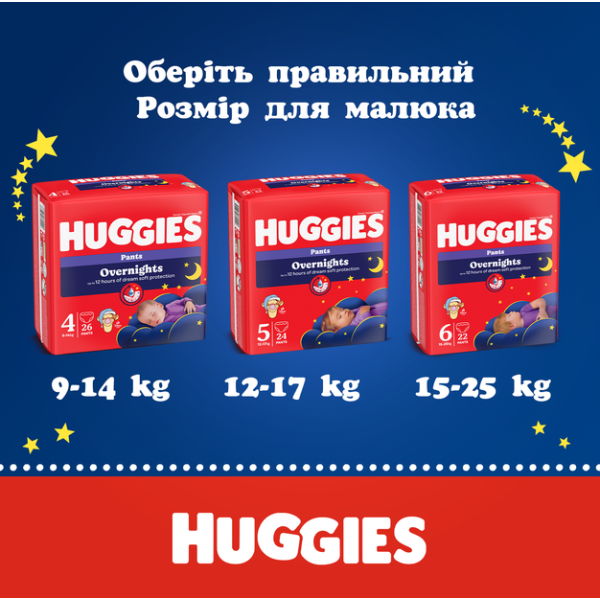 Трусики-підгузки Huggies Overnights Pants 5 12-17 кг 24 шт (5029053581095)