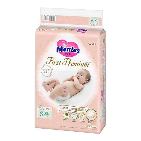 Подгузники First Premium Merries, S, 4-8 кг, 54 шт. 4901301448385
