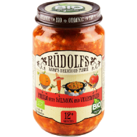 Rudolfs Пюре Паелья з лососем і овочами з 12 місяців 190 г (4751017942352)