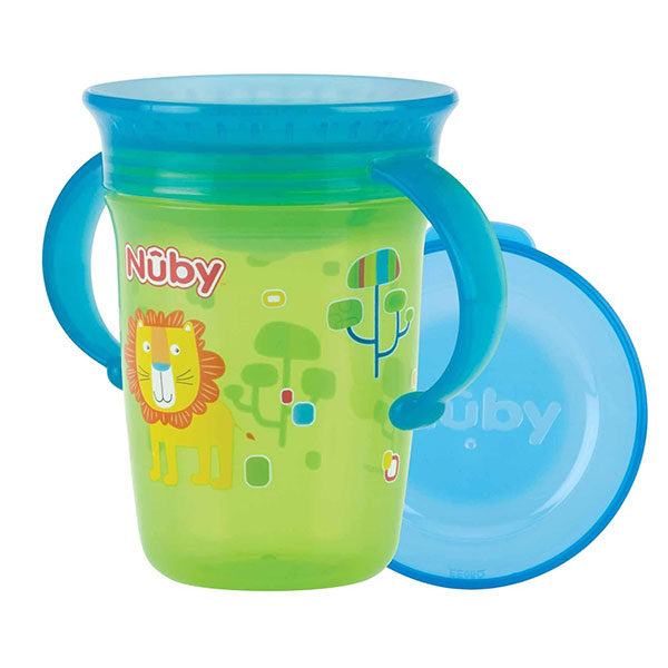 Чашка-непроливайка NUBY 360° з ручками та кришкою 240мл 2000127072537