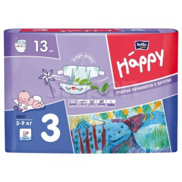 Подгузники Bella Happy Midi 3 (5-9 кг) 13 шт. 5900516600365