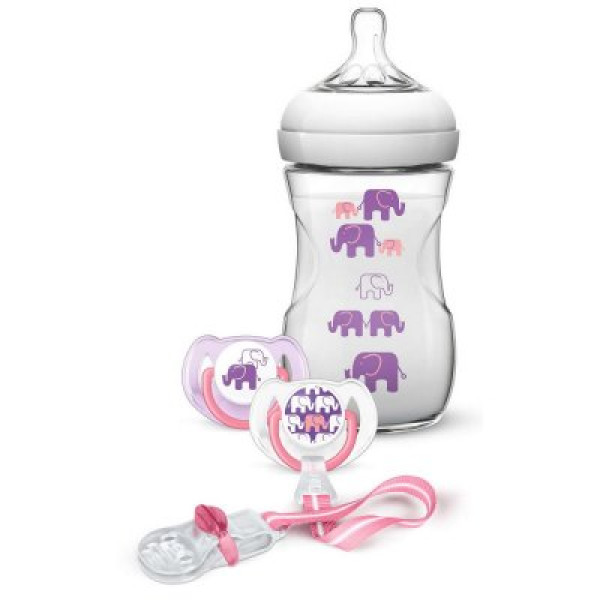 Avent Набір з пляшечкою Natural, 2 порожн., кліпса, 260 мл (дівчинка) SCD628/01 8710103748106