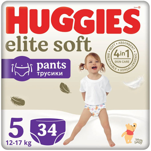Huggies Трусики-підгузки Elite Soft Pants 5 (12-17кг) Mega 34 шт. 5029053549354 півбокса