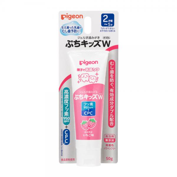Pigeon Гелева зубна паста Petit Kids з подвійним освіжаючим полуничним смаком, 50 г (4902508277112)