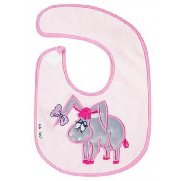 Akuku Слюнявчик махрово-клеєнчатий з липучкою Ослик A1310 (5907644013104)