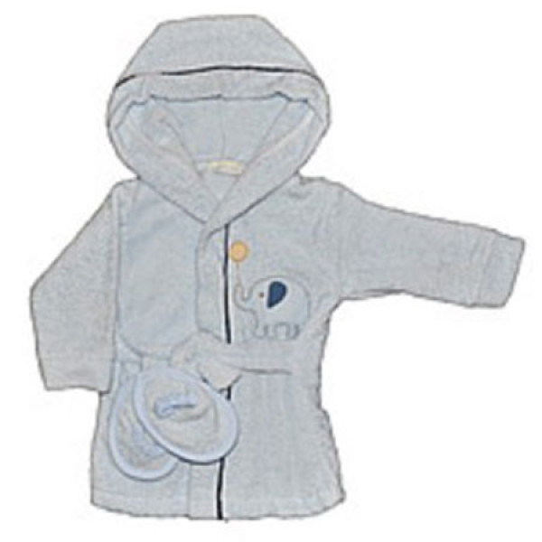 BabyDo Халат махровий з тапочками Слоник блакитний (р-р 6-12міс) 8680761006552
