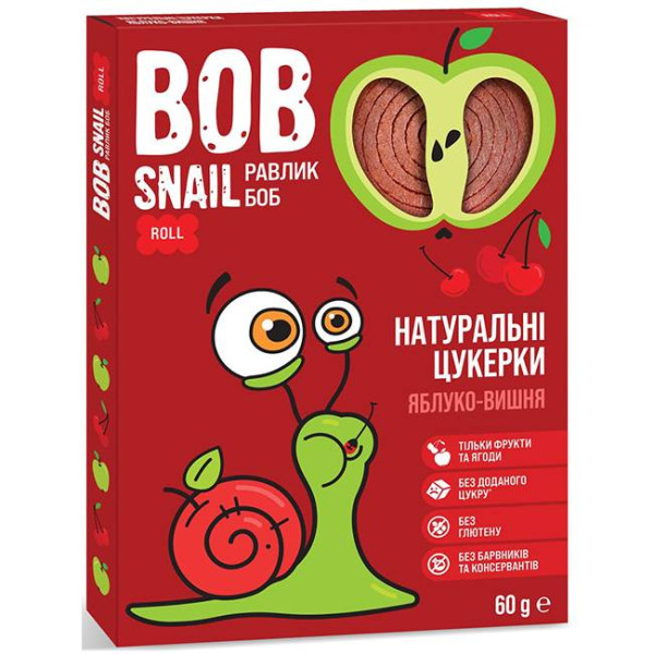 Bob Snail Натуральные конфеты Яблоко-вишня 60 г 4820162520347