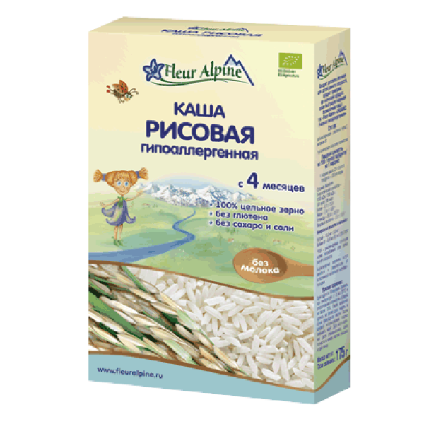 Fleur Alpine Organic Безмолочная каша рисовая гипоаллергенная 175 г (4006303632012)