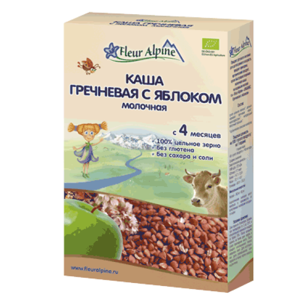 Fleur Alpine Organic Молочная гречневая каша с яблоком 200 г (4006303632173)