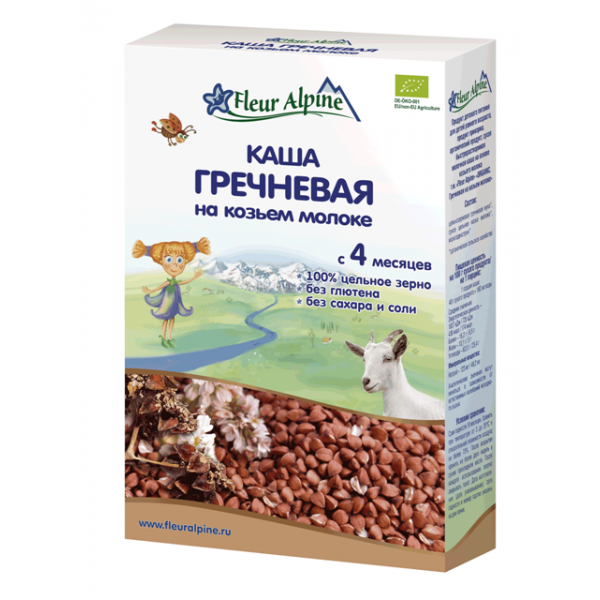 Fleur Alpine Organic Молочна каша на козячому молоці гречана 200 г (4006303632234)
