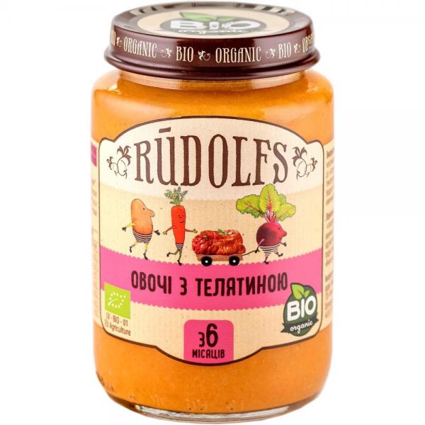 Rudolfs М'ясо-овочеве органічне пюре Телятина з овочами з 8 місяців  190 г (4751017940235)
