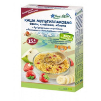 Fleur Alpine Organic Безмолочна Мультилакова каша з бананом, зі шматочками полуниці та яблука 200 г (9010004508168) термін до 22.06.26